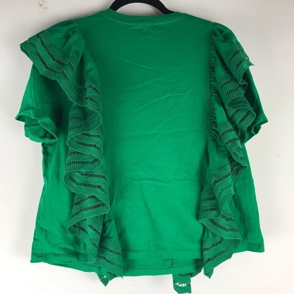 Green Ruffle Sleeve Top - Picture 3 of 6